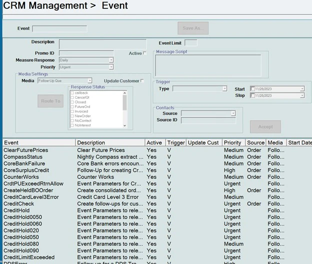 screenshot of Epicor Vision